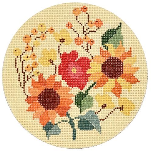 Autumn Floral Round Painted Canvas Kirk & Bradley - 1