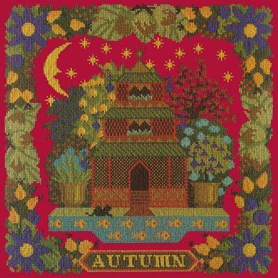 Autumn Sampler Needlepoint Kit Kits Elizabeth Bradley Design Bright Red