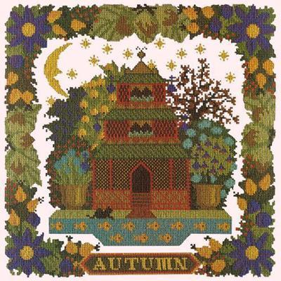 Autumn Sampler Needlepoint Kit Kits Elizabeth Bradley Design Cream 