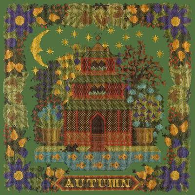 Autumn Sampler Needlepoint Kit Kits Elizabeth Bradley Design Dark Green 