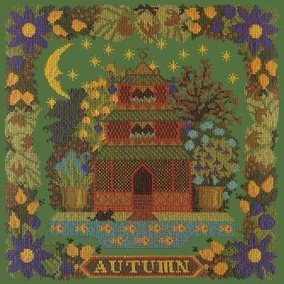 Autumn Sampler Needlepoint Kit Kits Elizabeth Bradley Design Dark Green