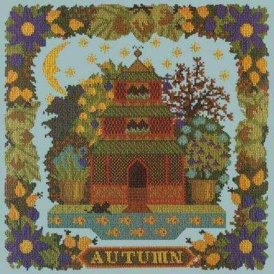 Autumn Sampler Needlepoint Kit Kits Elizabeth Bradley Design Pale Blue