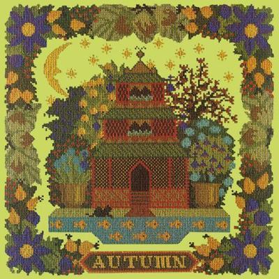 Autumn Sampler Needlepoint Kit Kits Elizabeth Bradley Design Pale Lime 