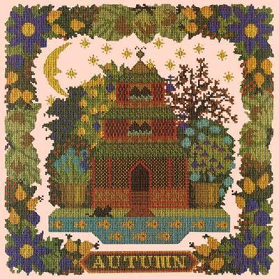 Autumn Sampler Needlepoint Kit Kits Elizabeth Bradley Design Salmon Pink 