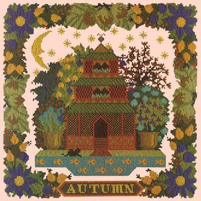 Autumn Sampler Needlepoint Kit Kits Elizabeth Bradley Design Salmon Pink