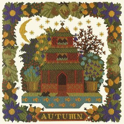 Autumn Sampler Needlepoint Kit Kits Elizabeth Bradley Design Winter White 