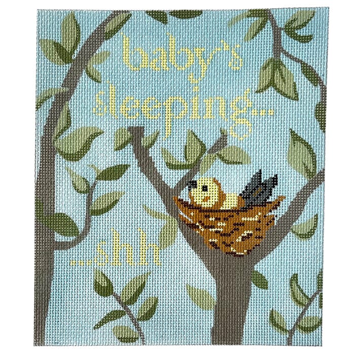 Baby Bird Sleeping Painted Canvas Susan Battle Needlepoint - 1