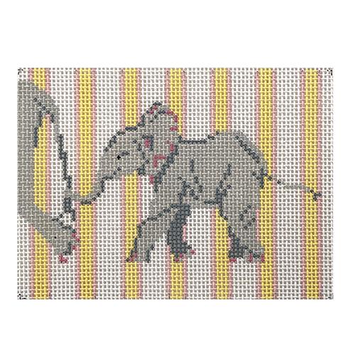 Baby Elephant Hang On! Painted Canvas Blue Ridge Stitchery