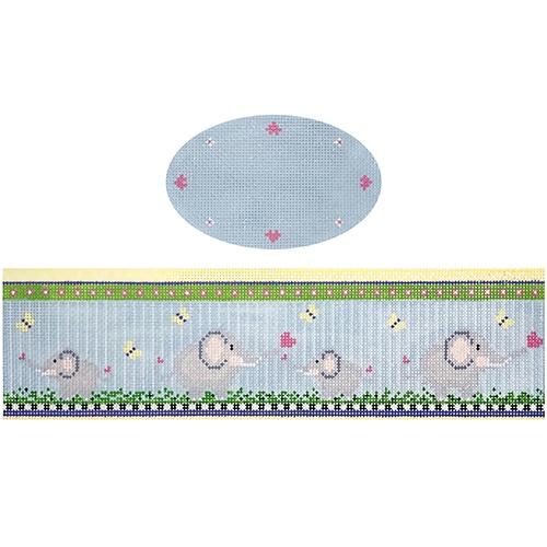 Baby Elephant Hinged Box with Hardware Painted Canvas Funda Scully - 1