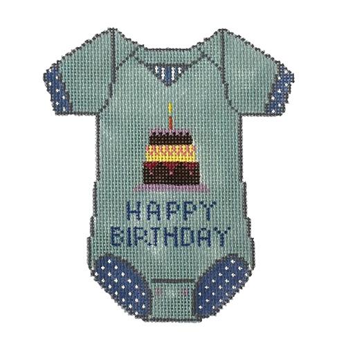 Baby Onesie Happy Birthday Painted Canvas The Meredith Collection - 1