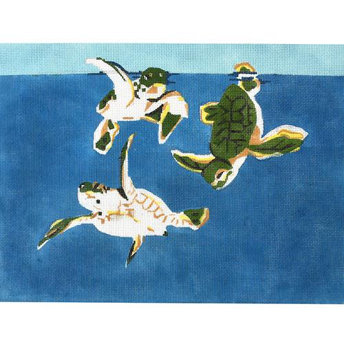 Sea Turtle Needlepoint Pillow