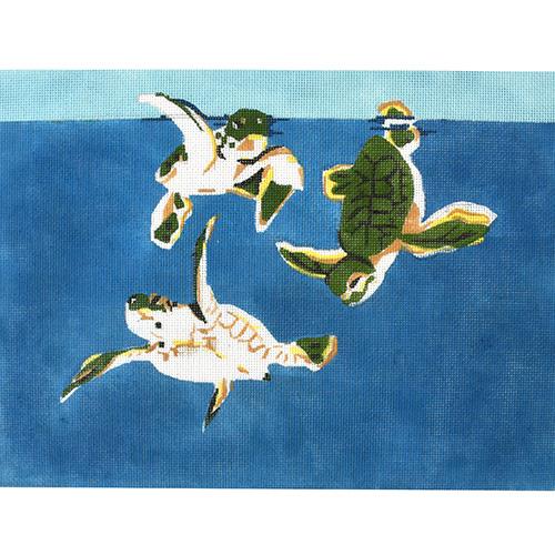 Baby Sea Turtles Painted Canvas Waterweave - 1