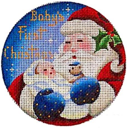 Baby's First, Boy Ornament Painted Canvas Rebecca Wood Designs - 1
