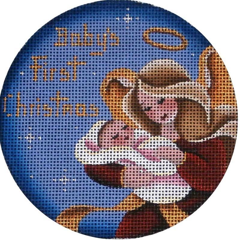 Baby's First Christmas Girl (Angel) Painted Canvas Rebecca Wood Designs - 1