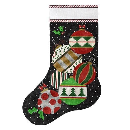 Balls on Black Stocking Painted Canvas The Meredith Collection - 1