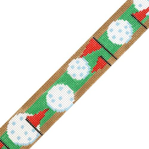 Balls & Tees on Green Stripe Belt Painted Canvas The Meredith Collection - 1