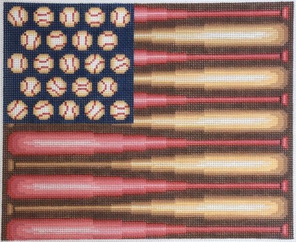 Baseball Flag Painted Canvas Birds of a Feather - 1