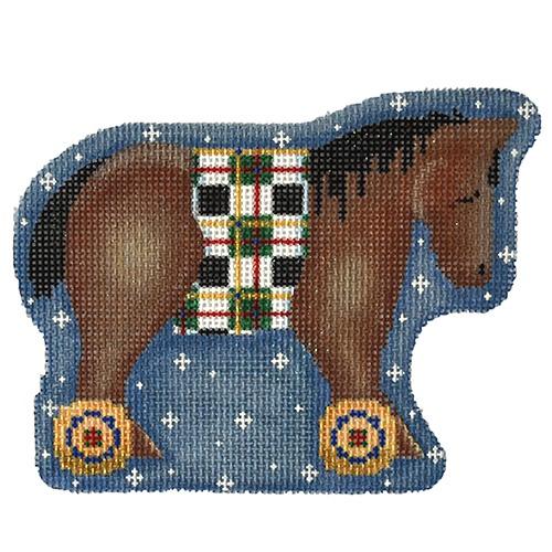 Bay Horse on Wheels Painted Canvas Associated Talents - 1