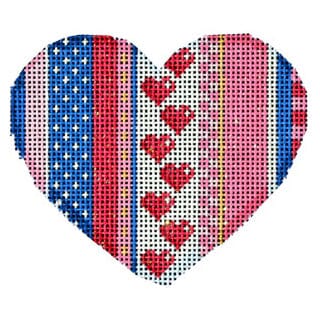 "Be Mine" Stripe Heart II Painted Canvas Associated Talents - 1