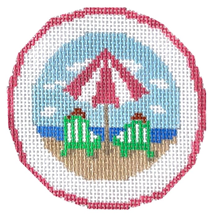 Beach Day Round Painted Canvas Tina Griffin Designs - 1