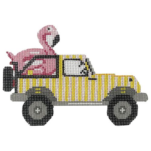 Beach Jeep with Floatie Painted Canvas Wipstitch Needleworks - 1