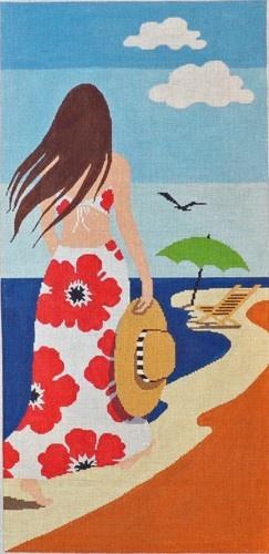 Beach Lady Painted Canvas Lee's Needle Art Inc.
