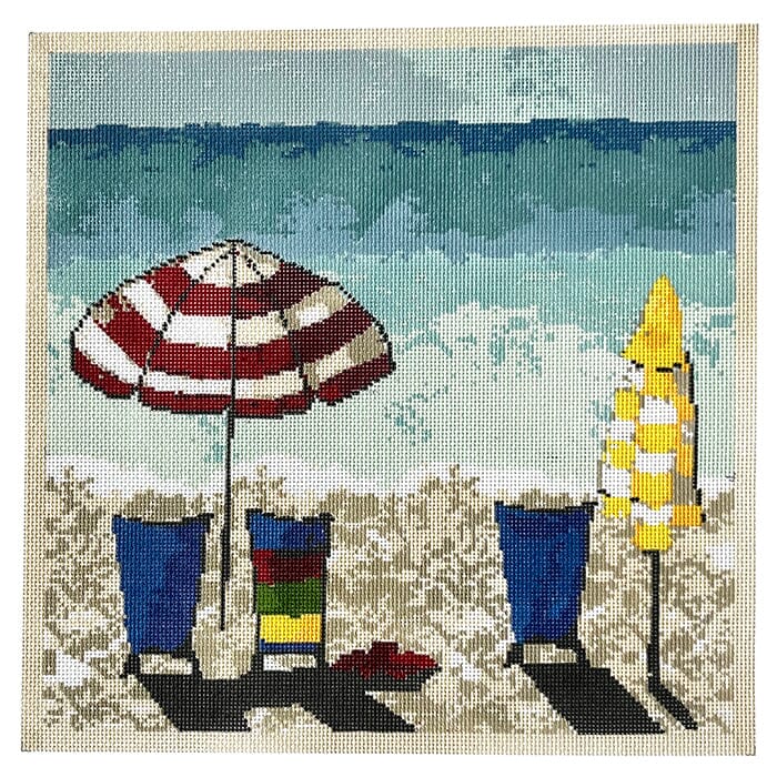 Beach Scene Painted Canvas Walker's Needlepoint - 1