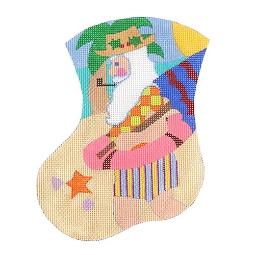 Beached Santa Mini Stocking Painted Canvas The Meredith Collection - 1
