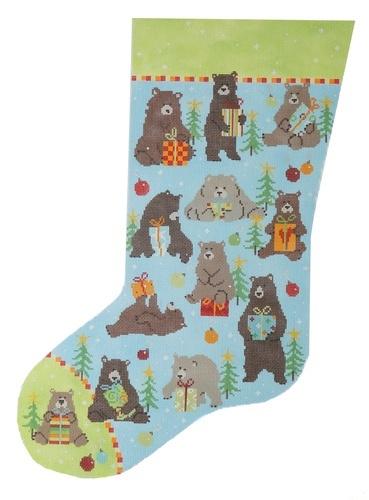 Bear Stocking Painted Canvas Pippin