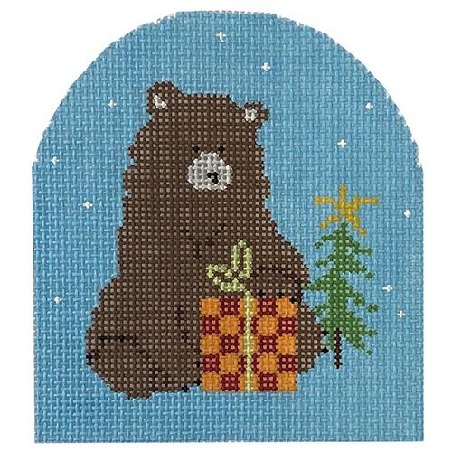 Bear with Checkered Package #1 Painted Canvas Pippin - 1