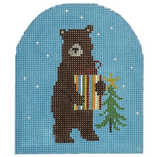 Bear with Checkered Package #2 Painted Canvas Pippin - 1