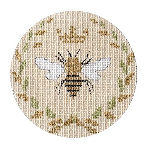 Bee 3" Round Beige Painted Canvas Funda Scully - 1