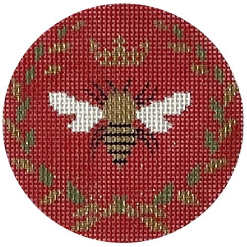 Bee 3" Round on Red Painted Canvas Funda Scully - 1