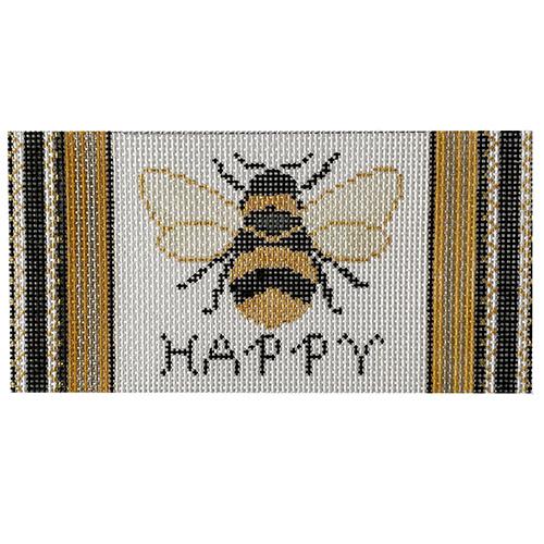 Bee Happy Bumblebee Painted Canvas Vallerie Needlepoint Gallery - 1