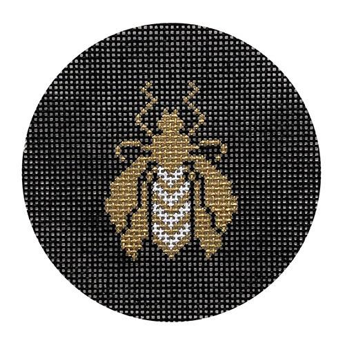 Bee Round on Black Painted Canvas Associated Talents 