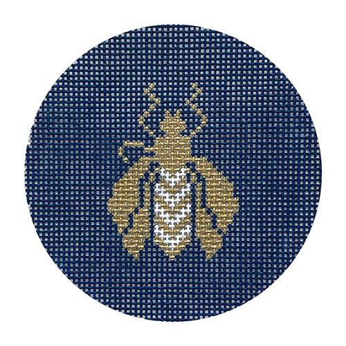 Bee Round on Blue Painted Canvas Associated Talents 