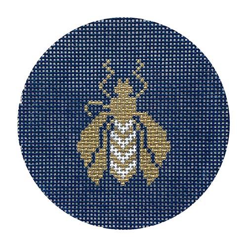 Bee Round on Blue Painted Canvas Associated Talents - 1