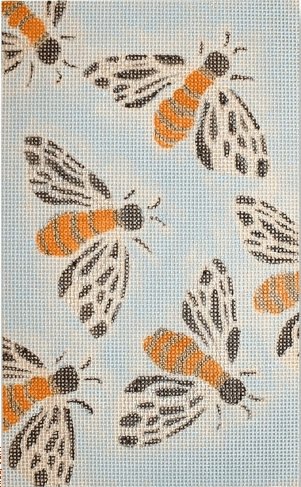 Bees Blue Background Painted Canvas CBK Needlepoint Collections - 1