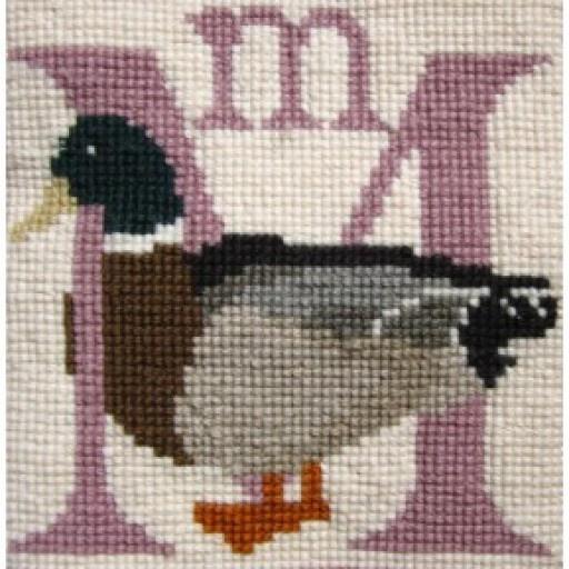 Beginner Needlepoint Kit Animal Alphabet Letter M   Mallard Kits Elizabeth Bradley Design