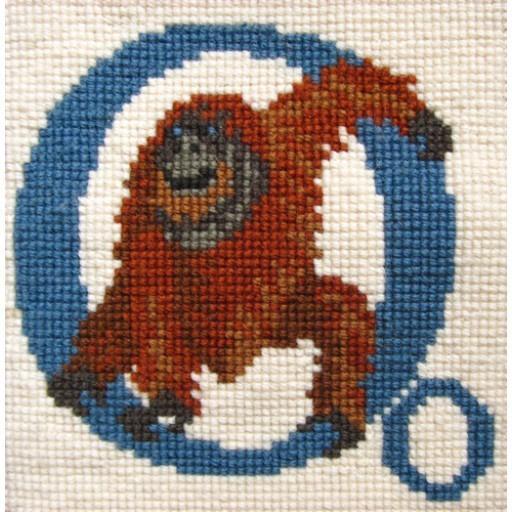 Beginner Needlepoint Kit Animal Alphabet Letter O   Orangutan Kits Elizabeth Bradley Design