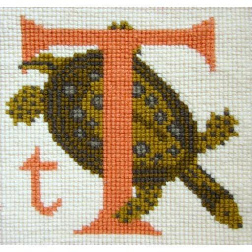 Beginner Needlepoint Kit Animal Alphabet Letter T   Terrapin Kits Elizabeth Bradley Design