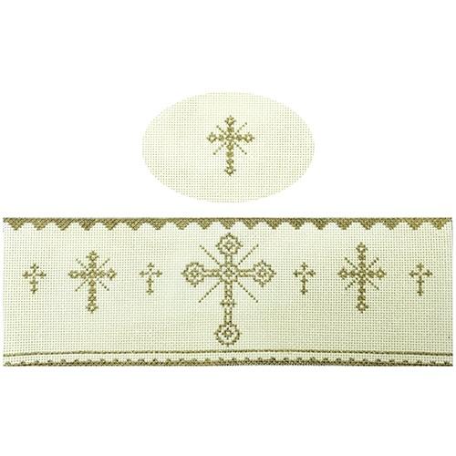 Beige Prayer Hinged Box with Hardware Painted Canvas Funda Scully - 1
