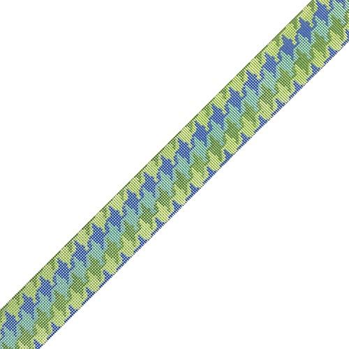 Belt Houndstooth Lime/Periwinkle Painted Canvas Kate Dickerson Needlepoint Collections - 1