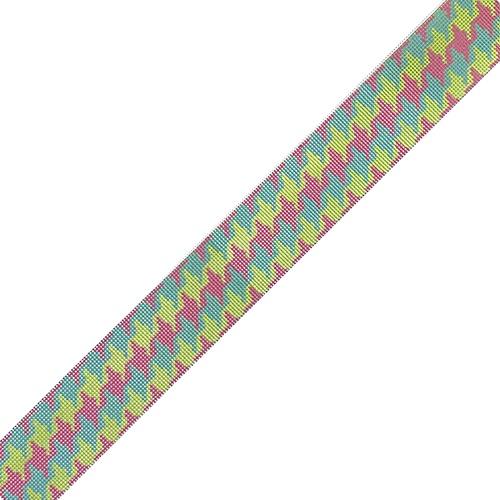 Belt Houndstooth Lime/Watermelon Painted Canvas Kate Dickerson Needlepoint Collections - 1