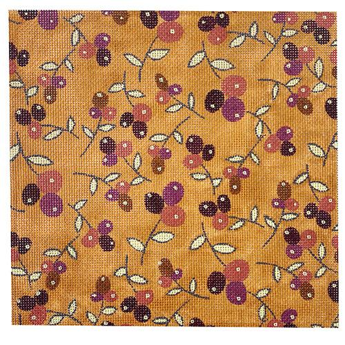 Berries on Orange Pattern Painted Canvas All About Stitching/The Collection Design - 1