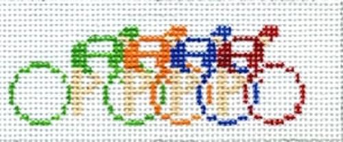 Bicyclers Key Chain Painted Canvas The Meredith Collection - 1