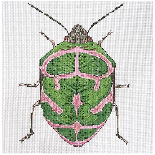 Big Bug Green & Pink Painted Canvas The Meredith Collection - 1