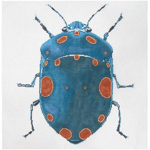 Big Bug Teal & Orange Dots Painted Canvas The Meredith Collection - 1