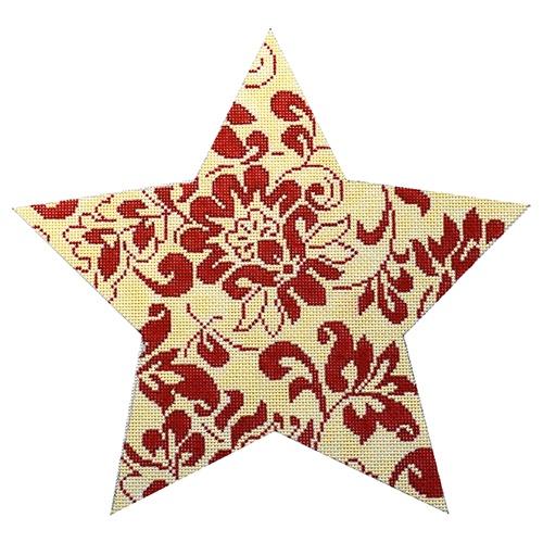 Bill's Red and Ivory Tree Topper Star Painted Canvas Whimsy & Grace - 1