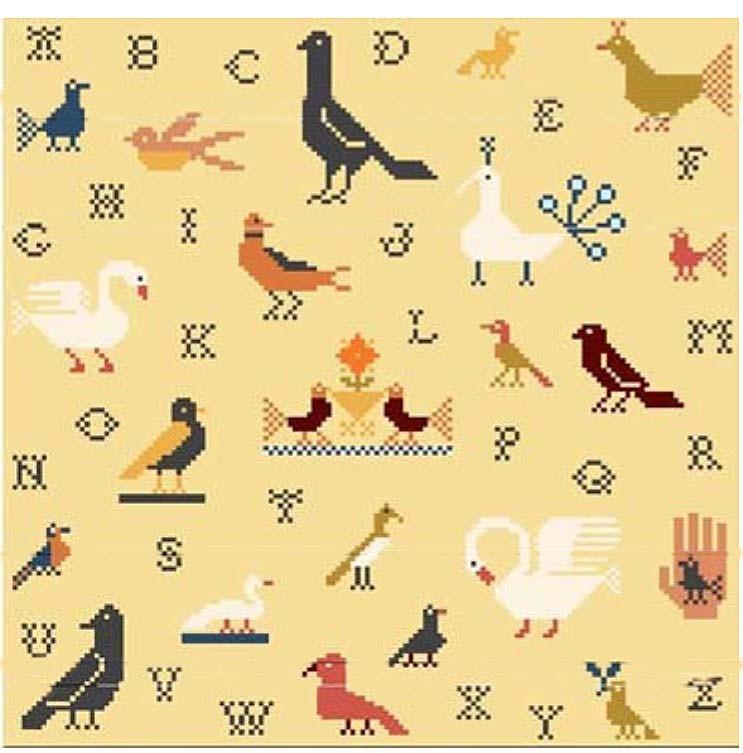Bird Sampler Painted Canvas Birds of a Feather - 1